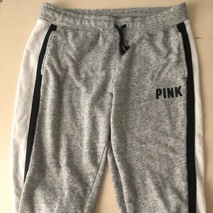 Pink gray and white sweatpants